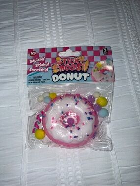 Sticky Smoosh Donut Squishy Toy - Pink & White